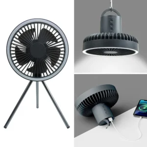 10000mAh Camping Fan Rechargeable Desktop Portable Circulator Wireless Ceiling Electric Fan with Power Bank LED Lighting