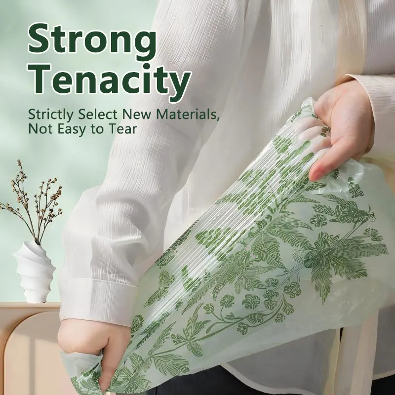 100PCS Drawstring Trash Bags Thickened Not Easy to Break Food Residue Processor Mugwort Scented Bathroom Kitchen Garbage Bags - Image 3