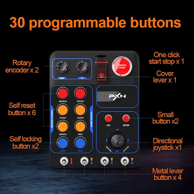 PXN CB1 Simulator Race Central Control Box Multifunctional Keys Control Box RGB For EURO Truck Simulator Racing Game Custom PC - Image 5