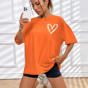 Simple Love Printed Womens Tshirts Summer Breathable Clothes Casual Fashion Short Sleeve Street Oversized All Match T-Shirts