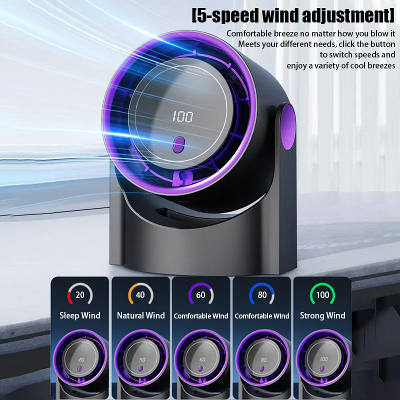 Desktop Electric fan 100-speed Bladeless Fan Portable Usb Rechargeable Digital Display Circulating Cooling Fan Wall Hanging Fans - Image 5
