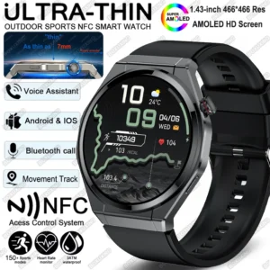 New Ultra Thin Smart Watch Men AMOLED 466*466 HD Pixel Display Always Show Time Call Reminder Waterproof Smartwatch For huawei