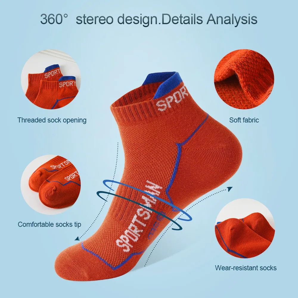 6 Pairs Socks Men's Short Socks Sweat Absorbent and Odorous Basketball Socks Running Sports Socks Breathable Mesh Men's Socks - Image 3