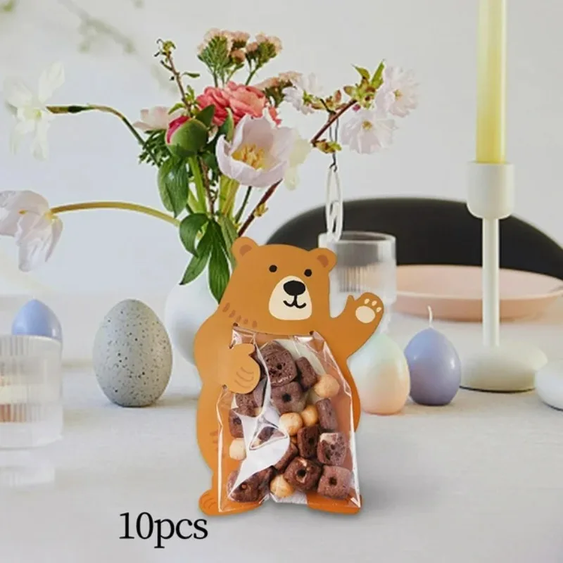 Eco-Friendly Animal Print Party Bags Biodegradable Bear Rabbit Treat Bags for Kids Birthday Baby Shower Easter Baking Packaging - Image 3