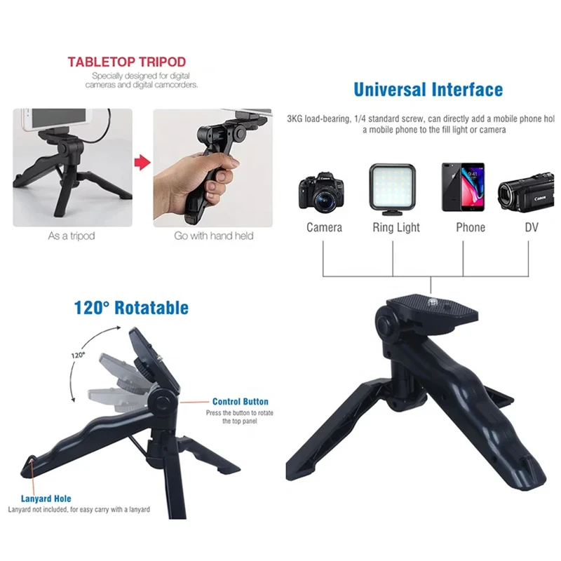 STTKGZD Smartphone Vlogging Kit With Tripod Phone Holder Mini Microphone Fill Light Starter Handle Portable Stabilizer Bracket - Image 4
