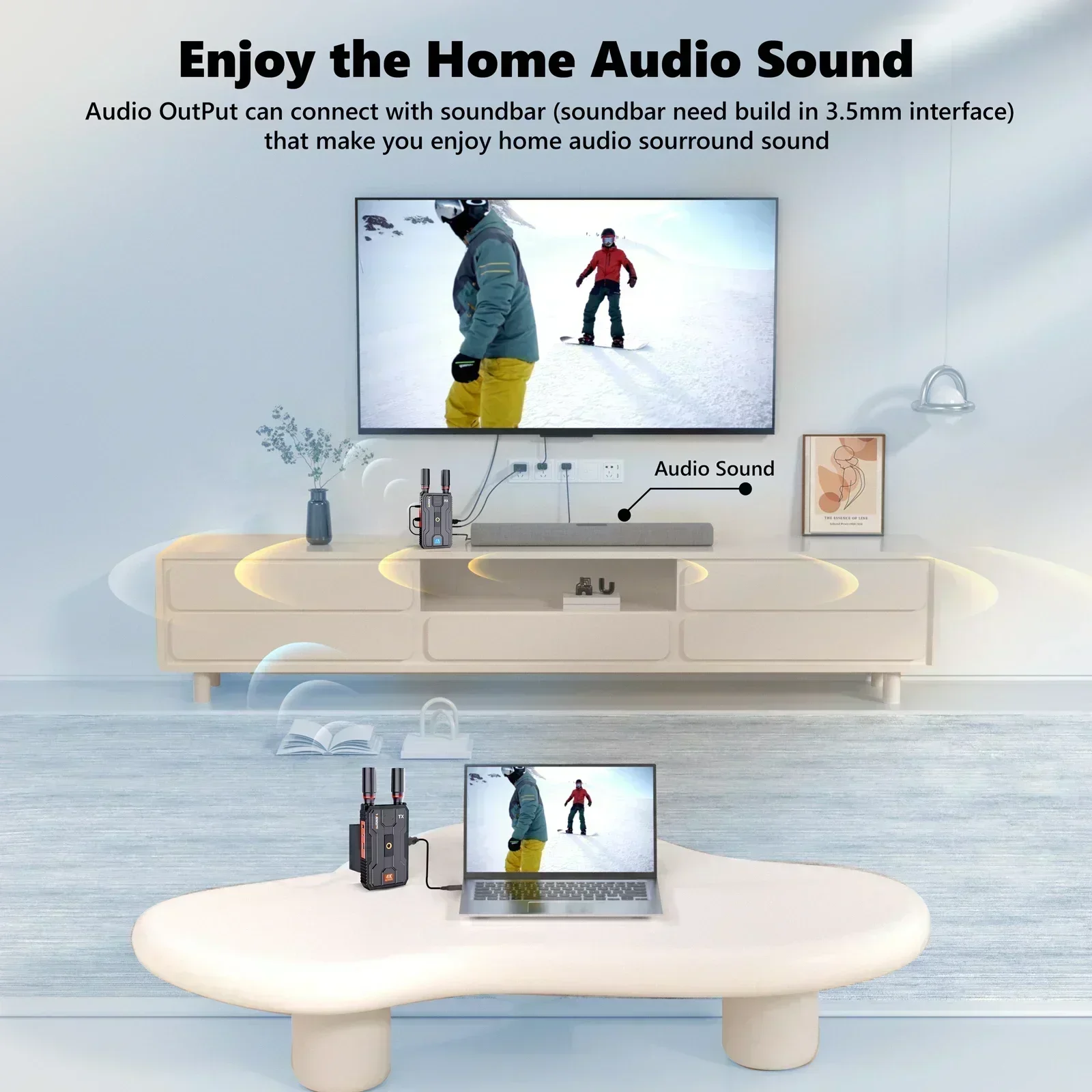 400M 5G 4K Pro Wireless HDMI Extender Dual HDMI Video Transmitter Receiver Support Battery Audio Camera Laptop PC To TV Monitor - Image 5