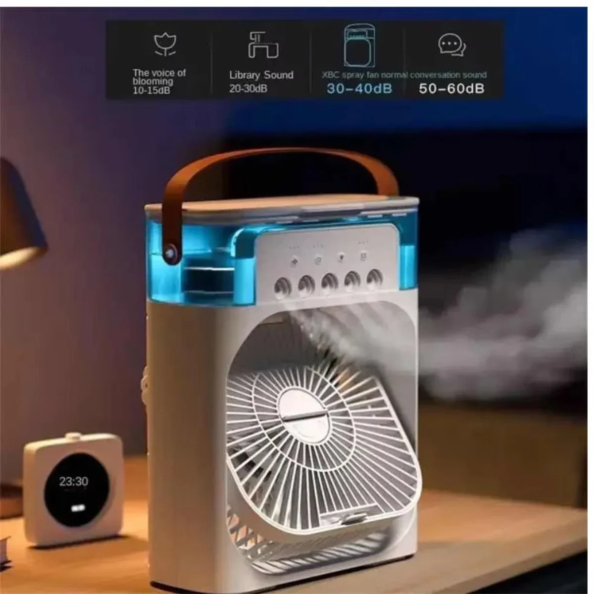 3 In 1 Fan AIr Conditioner Household Water Mist USB Fan Small Air Cooler LED Night Light Portable Humidifier Air Adjustment Fan - Image 2