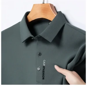 2025 Men's Short Sleeve Solid Color Polo Shirt Breathable Comfortable Elastic Top New Arrivals Casual Business Style