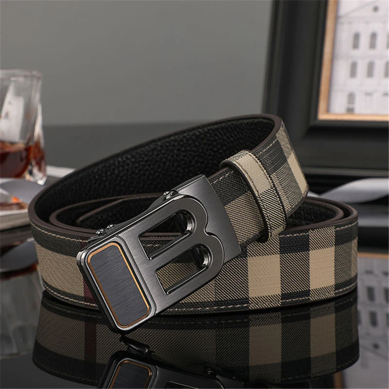 2024 High Quality Luxury Brand Designer Canvas Belts Male Automatic business Men belts Genuine Leather Belt for men Strap Jeans - Image 2
