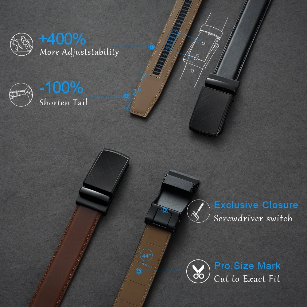 DOOPAI Mens Leather Belt Multiple Colors Automatic Available Belts Leisure Fashion Ratchet Belts for Men Pants Waistband - Image 2