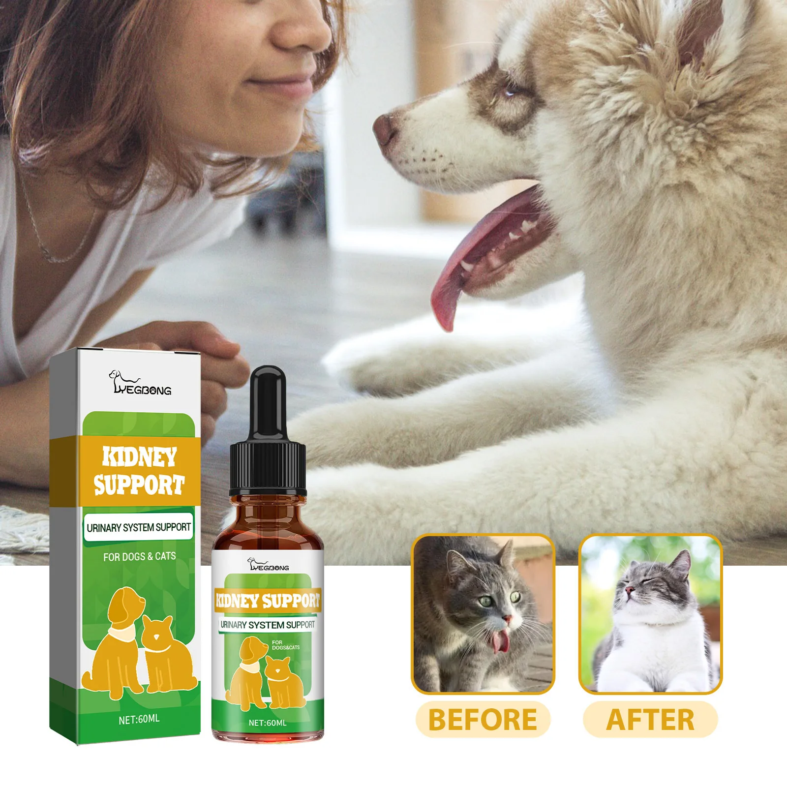 Yegbong Pet Kidney Drops Kidney Stone Removal Urinary Tract Care Maintain Urinary System Anti Inflammation Dog Health Supplement - Image 4