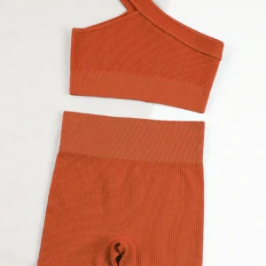 CHRLEISURE Seamless Sports Set Women Fitness Outfit Rib Yoga Suit Running Bra without Pad with Workout Leggings Gym Sportswear