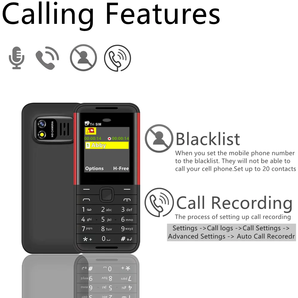 SERVO BM5310 Mini Small Mobile Phone 3 SIM Card Magic Voice Auto Call recorder Bluetooth Dialer Speed Dial 1.3"Screen Cellphones - Image 4