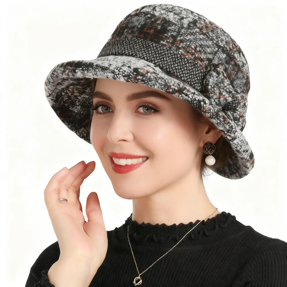 Ladies' autumn and winter bow top hat, thickened warm woolen casual fisherman hat - Image 4