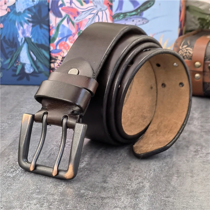 Super Wide 4.2CM Luxury Thick Genuine Leather Men Belt Double Buckle Belt Ceinture Leather Belt Men Jeans Trouser Belt MBT0018 - Image 4