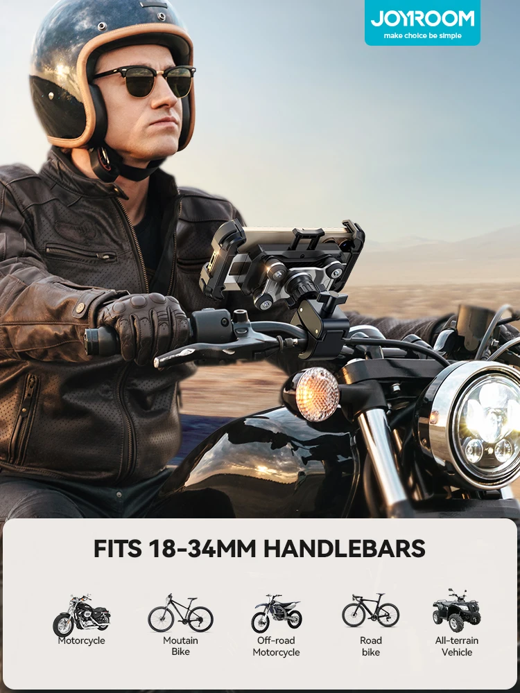 Joyroom Motorcycle Phone Mount Anti Vibration Phone Holder for Motorcycle Handlebar Bike Phone Mount for iPhone for 4.7-7” Phone - Image 6