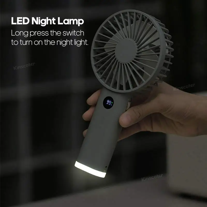 New Handheld Personal Fan Portable Mini USB Hand Fan 3600mAh Rechargeable Mini Fan with Stepless Speed Control Display Nightligh - Image 5