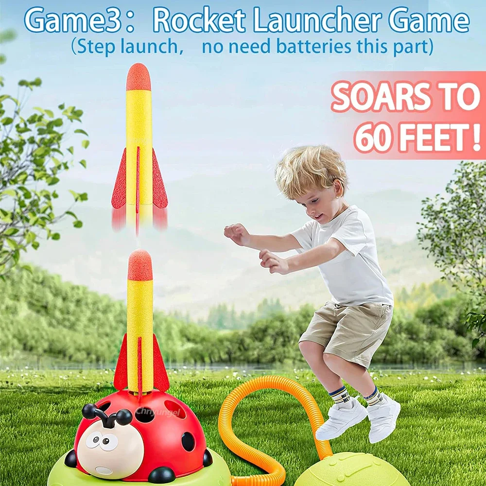 Musical Jump Sports Toys Rocket Launcher for Kid Ring Toss Game with Remote Control Indoor Outdoor Machine Gifts for Girls Boys - Image 2