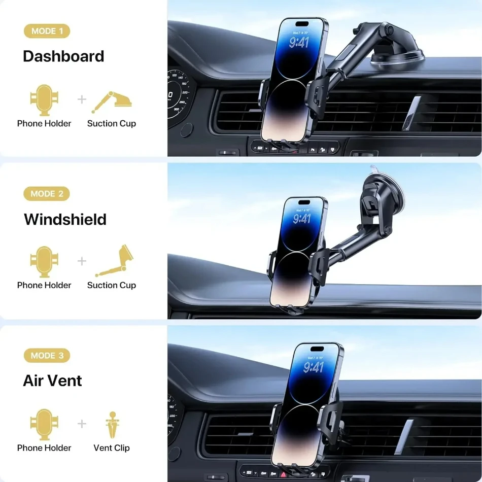 360° Windshield Car Phone Holder Car Dashboard Mobile Cell Support Bracket Universal Sucker for iPhone 16 15 14 Samsung Xiaomi - Image 3