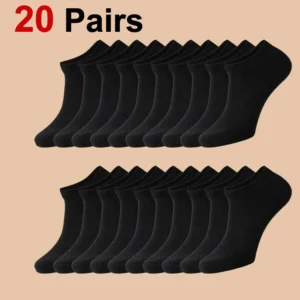 20 Pairs Men's Boat Socks Business Sport Sweat Absorption Mature Summer Autumn Solid Color Non Pilling Versatile Ankle Socks 