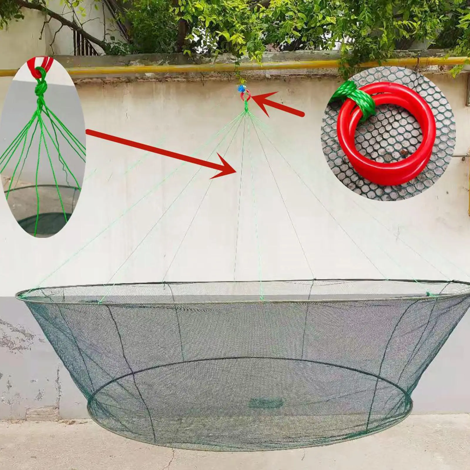 80/100cm Loose Mouth Folding Drop Fishing Net Shrimp Catcher Tank Casting Network Fish Eels Trap Cage Prawn Bait Crab Netting - Image 5