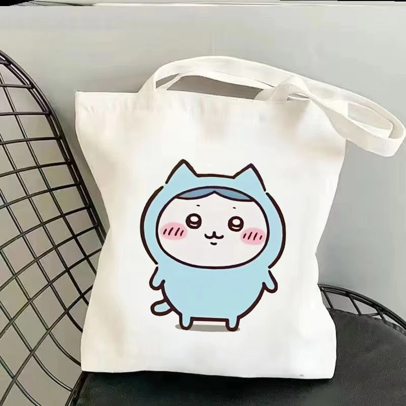 Kawaii Chiikawa Tote Bag Foldable Large Capacity Shopping Bags Aesthetic Fashion ECO Canvas Reusable Canvas Shoulder Bag Gift - Image 3