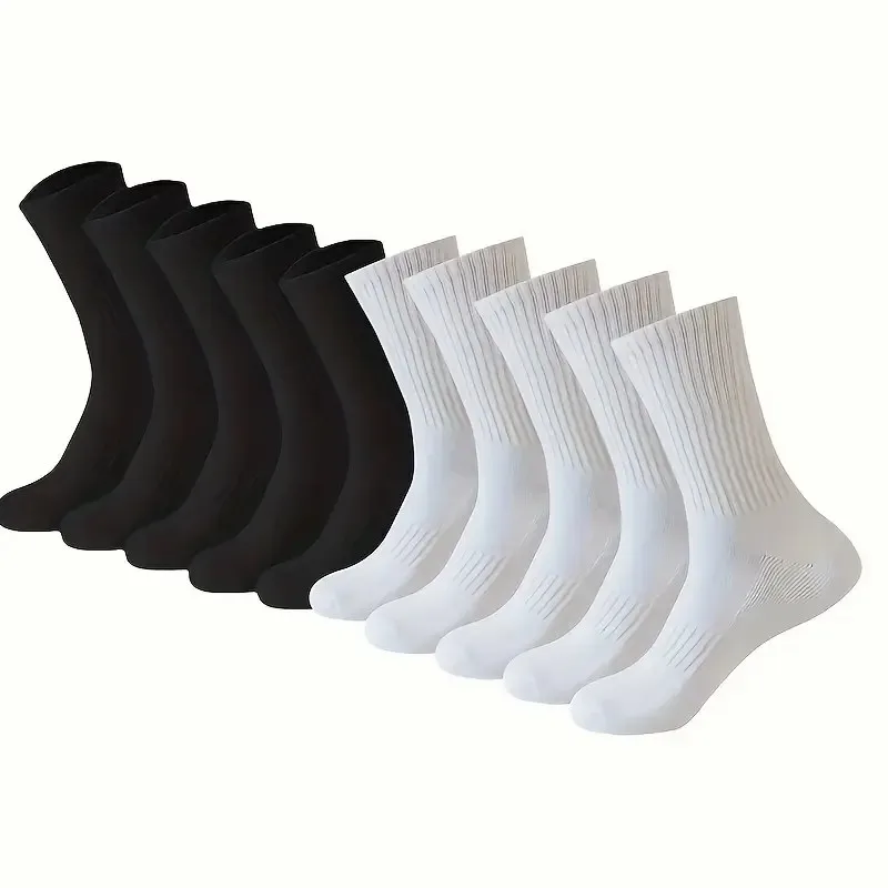5/10/20 Pairs Neutral Solid Color Round Neck Socks Spring Autumn Sweat Absorbing Breathable Comfortable All-season Sports Socks - Image 4