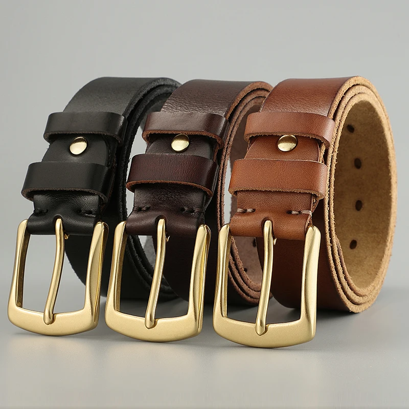 Belt men's genuine leather needle buckle layer genuine cowhide retro men's belt handmade casual trend men's belt cowhide - Image 4