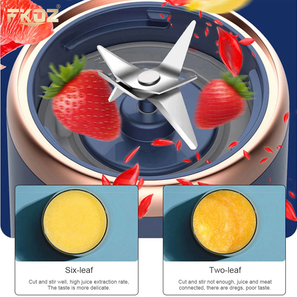 Portable Small Electric Juicer Stainless Steel Blade Cup Juicer Fruit Automatic Smoothie Blender USB rechargeable mini blender - Image 6