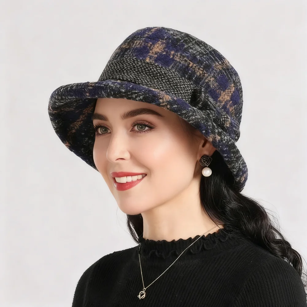 Ladies' autumn and winter bow top hat, thickened warm woolen casual fisherman hat - Image 2