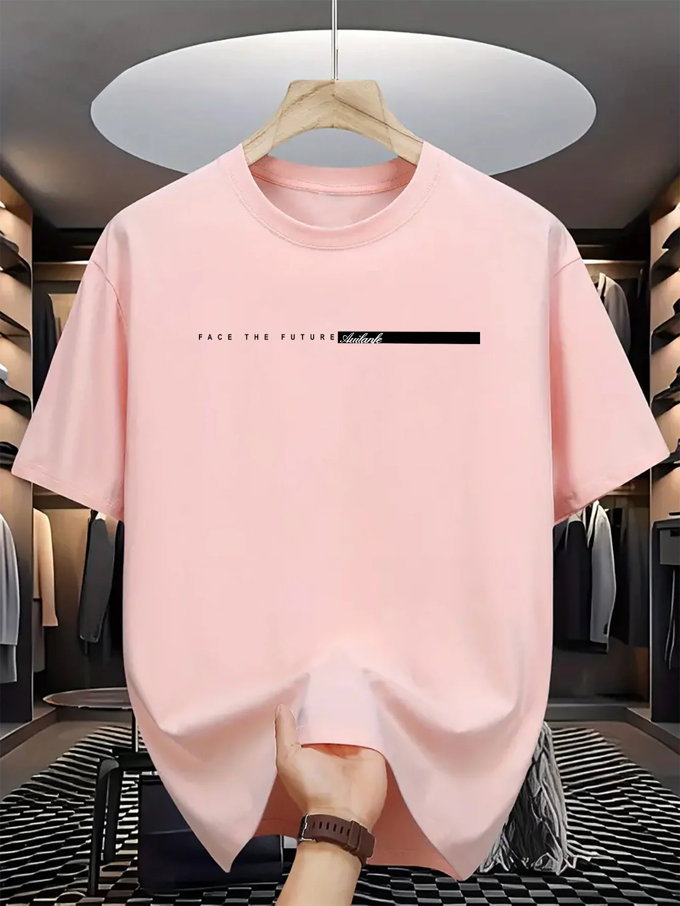 Summer men's 100% cotton casual loose fit large letter print round neck short sleeved T-shirt top High Street Unisex style - Image 5