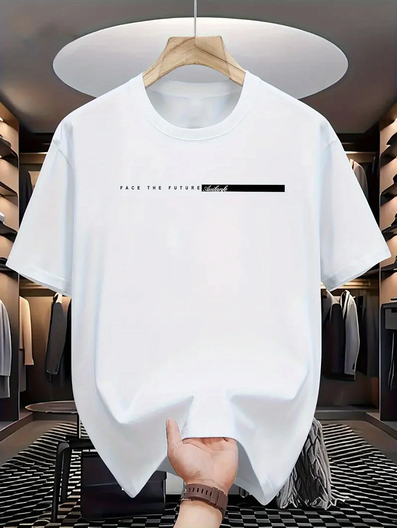 Summer men's 100% cotton casual loose fit large letter print round neck short sleeved T-shirt top High Street Unisex style - Image 3