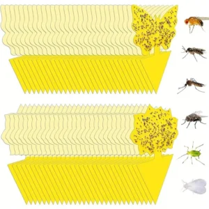 20Pcs Fruit Fly Sticky Traps Non-Toxic and Odorless Yellow Sticky Bug Traps Double Sided Gnat Traps for Garden Plants Kitchen