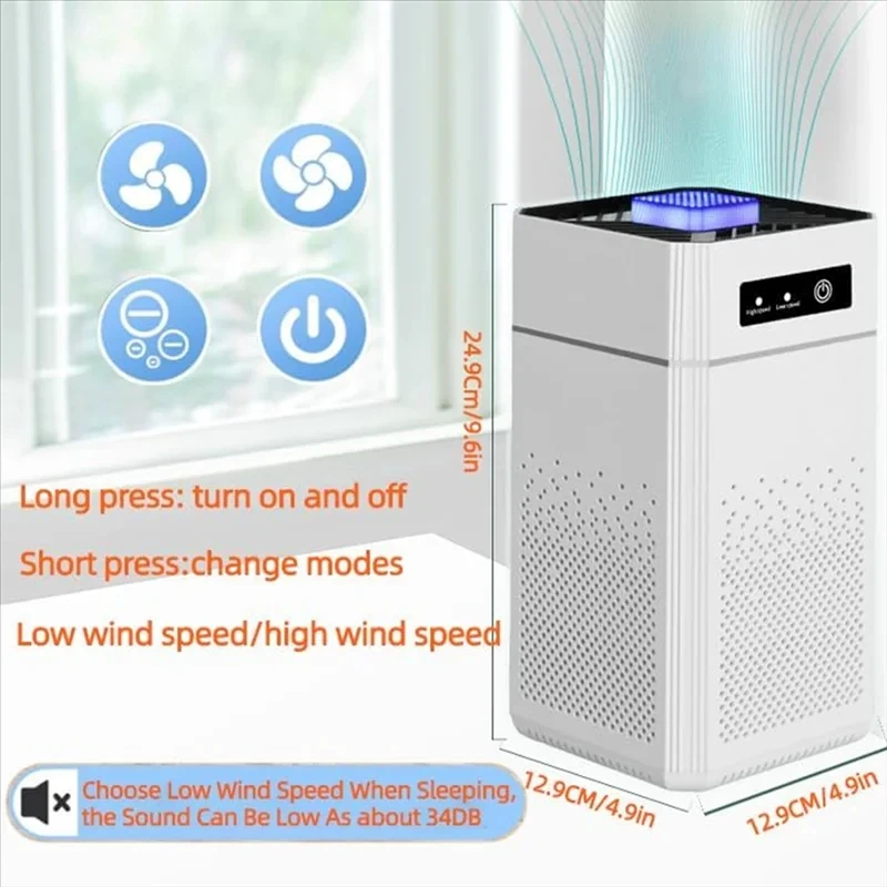 Air Purifier USB Portable Air Purifier With Aromatherap Smoke Odor Filter With Replaceable Filter For Home Car Kitchen - Image 2
