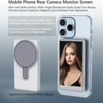 Wireless Selfie Screen Rear Back Camera Monitor for Selfie Vlog Live Stream Magnetic Mount with Remote Control for iPhone etc.
