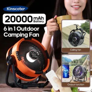 New Multifunctional 6 in 1 Desktop Fan 20000mAh Outdoor Camping Fan Air Circulator 4 Speed Adjustment Wireless Tent Ceiling Fan