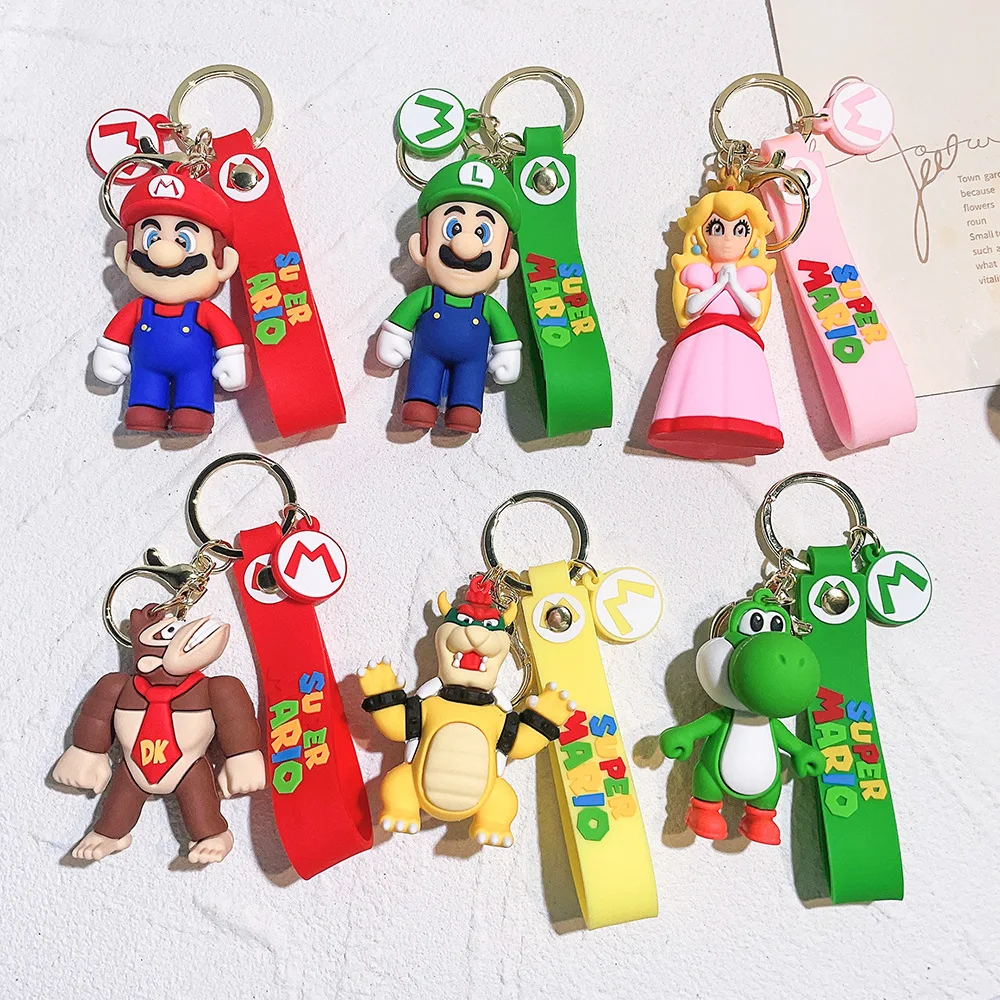 Super Mario Keychain Mario Bros Luigi Toad Yoshi Bowser Action Figure Model AccesoriosPVC Cartoon Bag Doll Pendant Toys Gift - Image 3