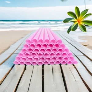 Eco-Friendly Cute Pink Heart-Shaped Straws Drinking Reusable Plastic Tube for Romantic Party Occasion Pretty Gift Dishwash Safe