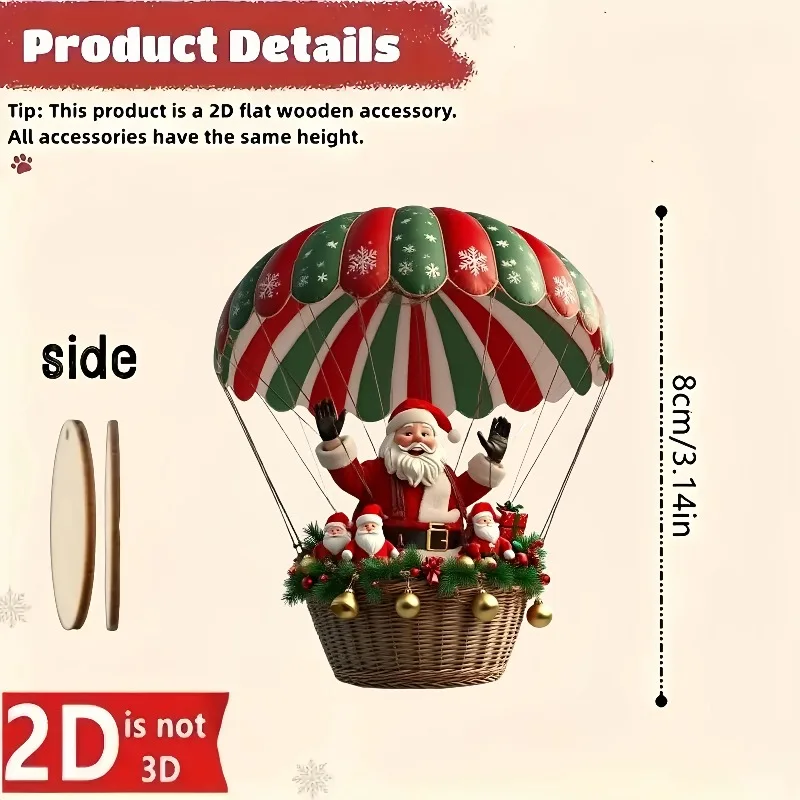 10Pcs Christmas2025 2D New Christmas Hot Air Balloon Santa Acrylic Hanging Decor Bedroom Living Room Wall Home Decoration 2026 - Image 6