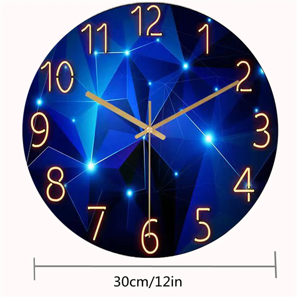 1pc 12inch Wall Clock Geometric Elements Dark Blue Thickened Tempered Glass Silent Movement Quartz Living Room Home Decor Gift - Image 5