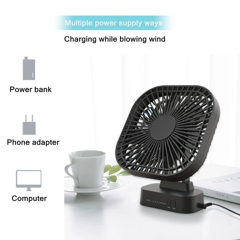 Mini USB Fan Rechargeable Battery Fan with Timer Strong Wind 3 Speed 7 Fan Leaf Desktop Portable Quiet Office Camping Outdoor - Image 5
