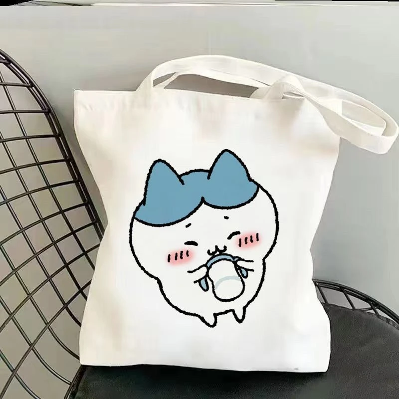 Kawaii Chiikawa Tote Bag Foldable Large Capacity Shopping Bags Aesthetic Fashion ECO Canvas Reusable Canvas Shoulder Bag Gift