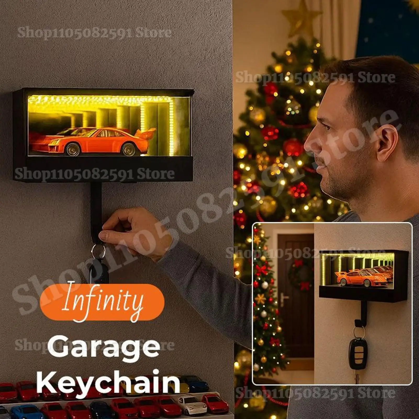 Infinity Garage Keychain,Car Garage Key Holder Key Organizer with LED Light Car Key Hanger for Apartment Home Office Entryway - Image 4
