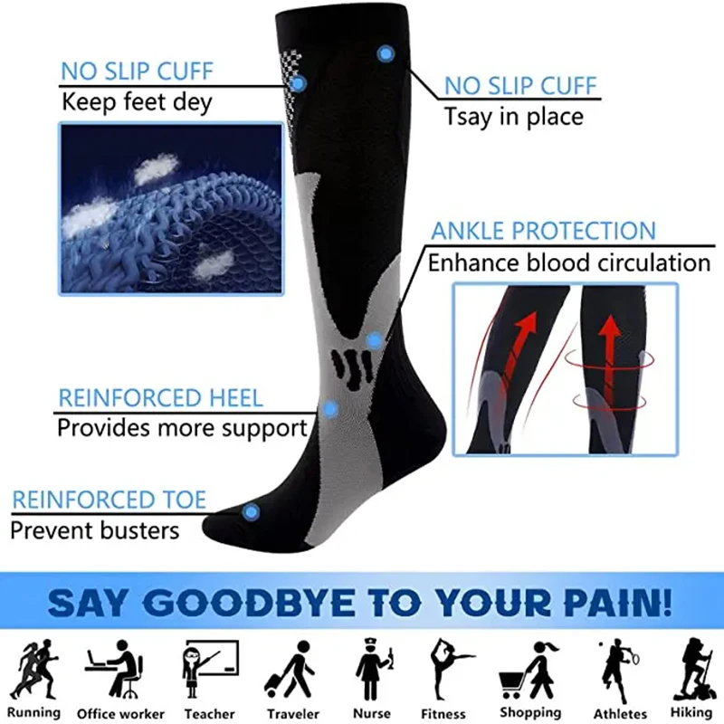 Magic Pressure Sports Long Socks Medical Competitive Sports Nurse Socks Outdoor Running Cycling Sports Socks - Image 3