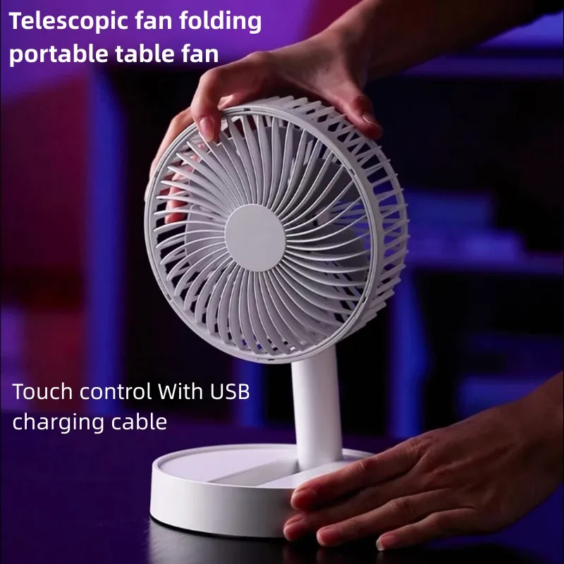 USB Foldable Fan with 4 Speeds & Timing,Battery Operated Mini Fan for Bedroom, Indoor or Outdoor,Table Fan