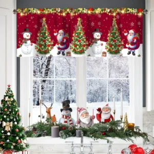 Christmas Short Curtains Valances Merry Christmas Decorations For Home 2025 Xmas Navidad Kitchen Bedroom Ornaments New Year 2026