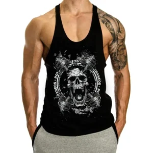 Men’s Summer Gym Tank Tops Cotton Breathable I-shaped Vest Fashion Male Outdoor Sleeveless Swearshirt Fitness Tops Sportswear