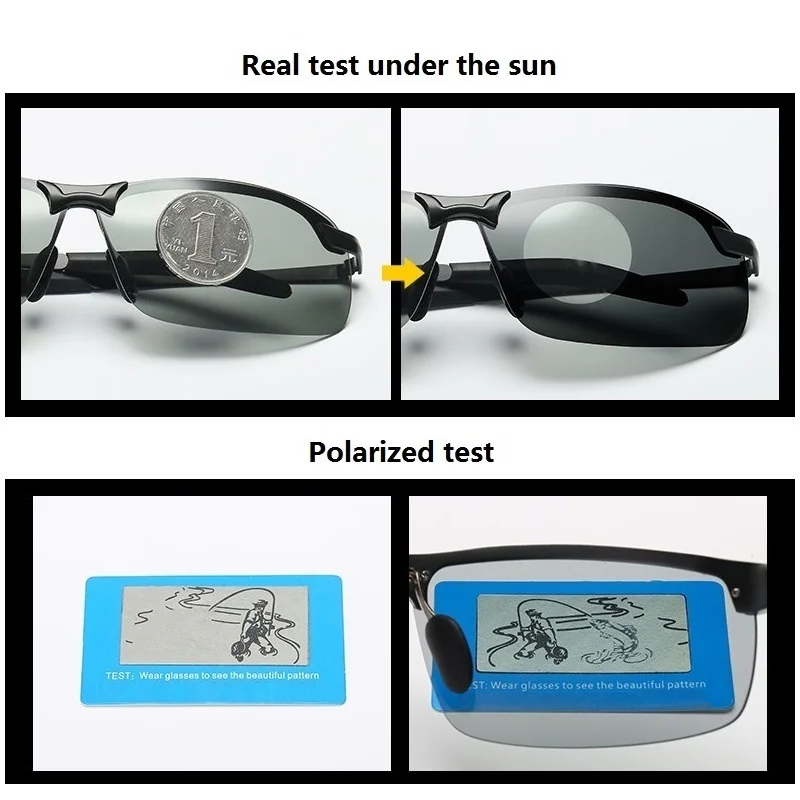 Men Photochromic Polarized Sunglasses Driving Fishing Chameleon Glasses Change Color Sun Glasses Day Night Vision UV400 Eyewear - Image 3
