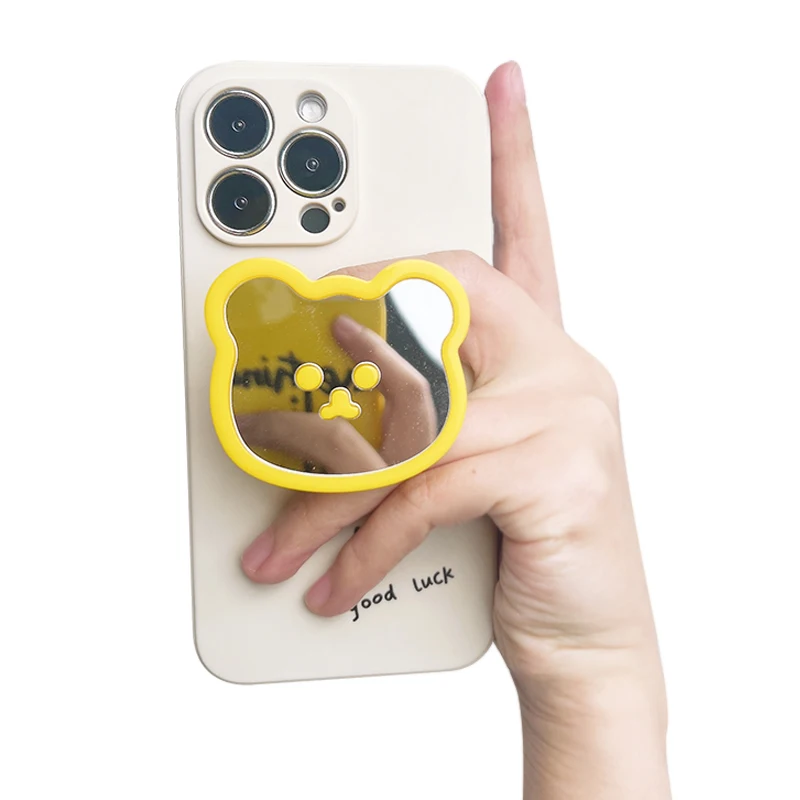 Cute Bear Mirror Magnetic Socket Grip Phone Holder For Magsafe IPhone Mac Samsung Safe Ring Finger Expanding Stand - Image 6