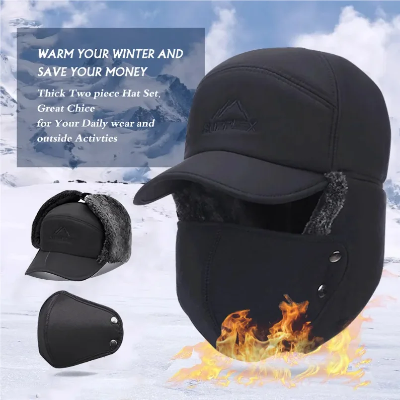 Winter Warm Thickened Artificial Fur Baseball Hat Men's and Women's Skiing Soft Extreme Cold Hat Fishing Hat Outdoor